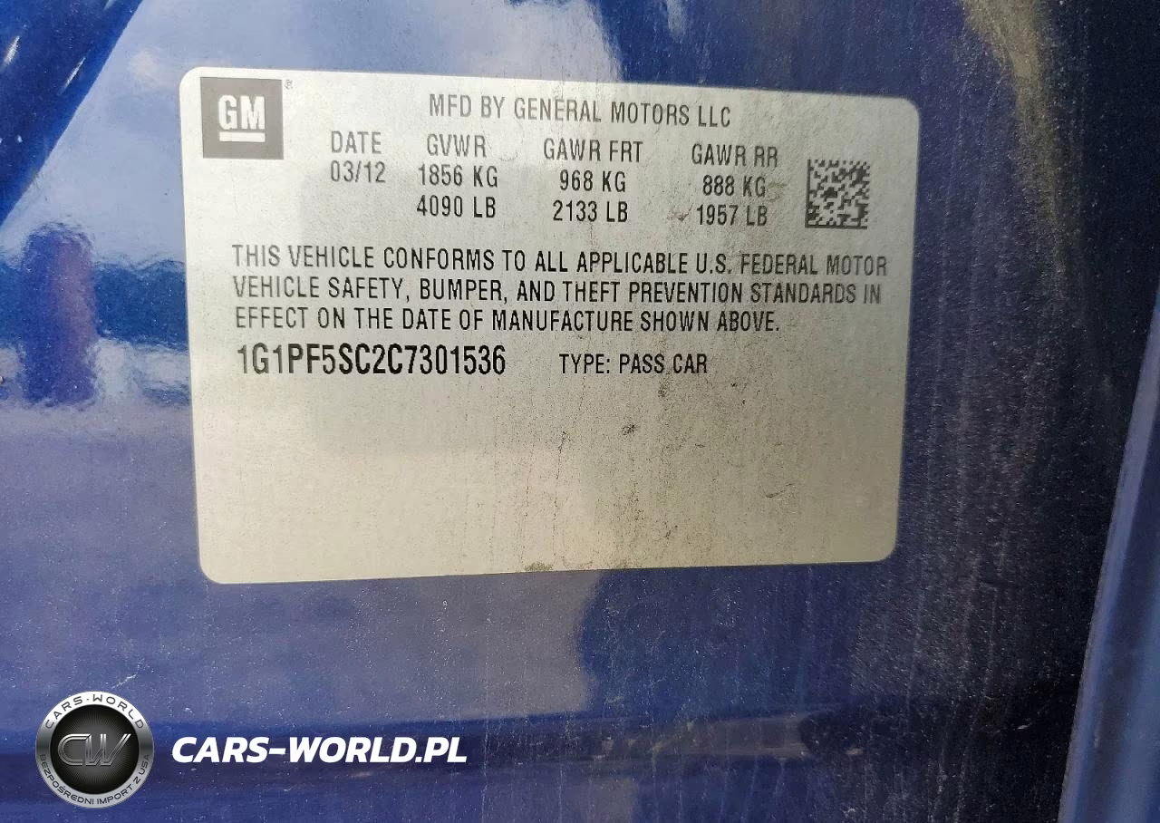 2012 Chevrolet Cruze Lt VIN:1G1PF5SC2C7301536 - 12