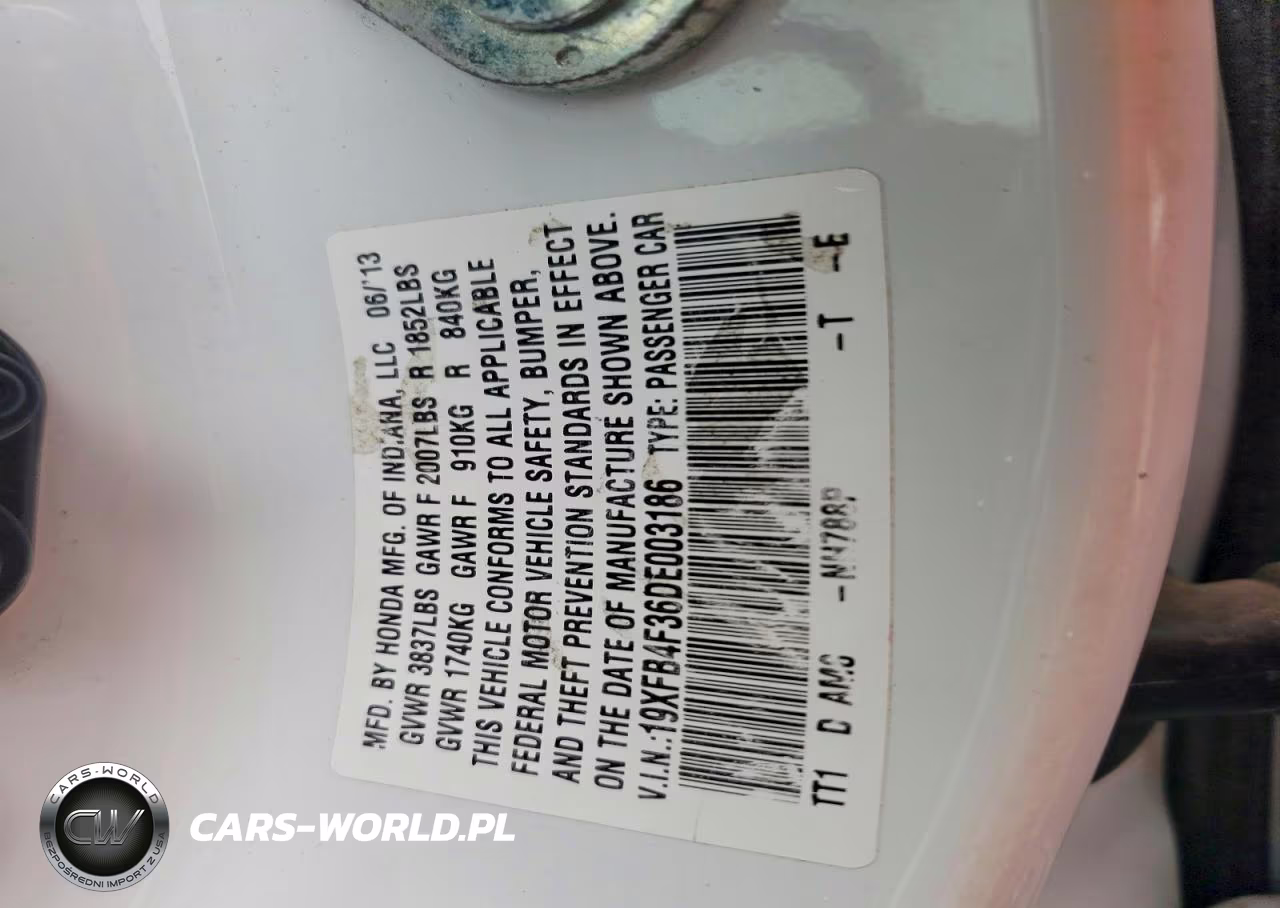 2013 Honda Civic Hybrid L VIN:19XFB4F36DE003186 - 12