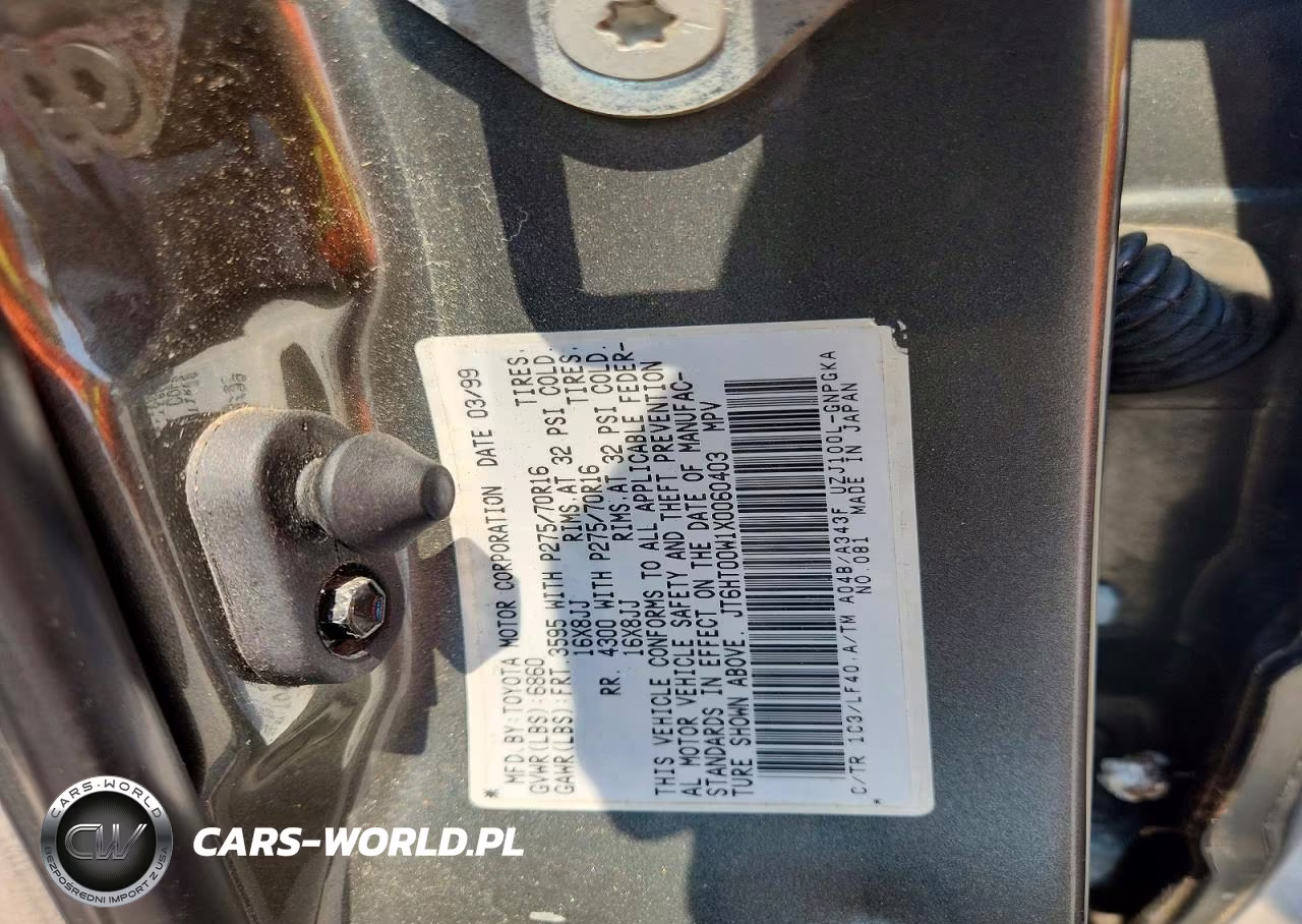 1999 Lexus Lx 470 VIN:JT6HT00W1X0060403 - 13