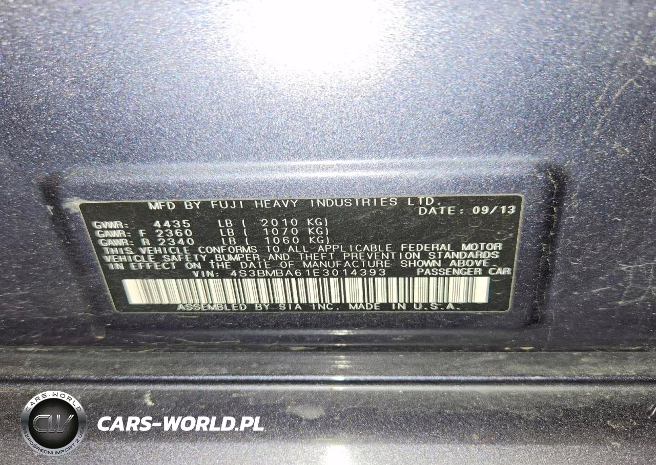 2014 Subaru Legacy 2.5I VIN:4S3BMBA61E3014393 - 13