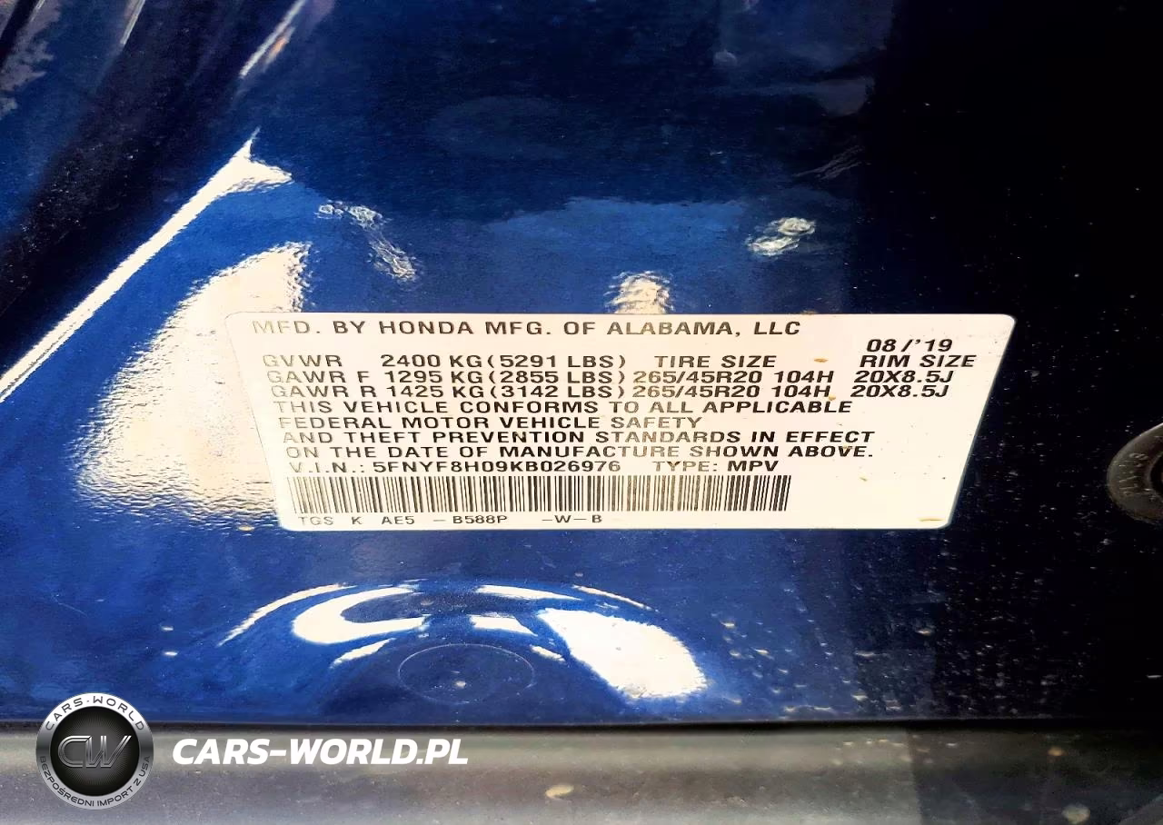 2019 Honda Passport Elite VIN:5FNYF8H09KB026976 - 13