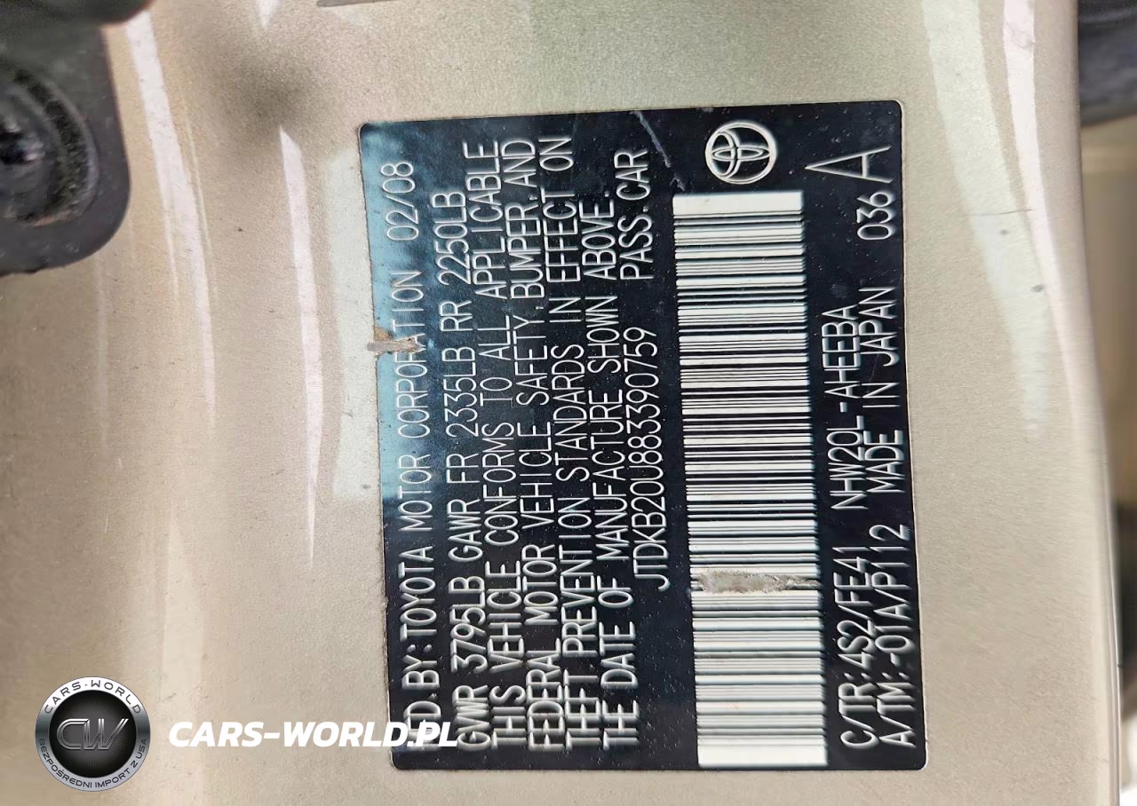 2008 Toyota Prius Base VIN:JTDKB20U883390759 - 13