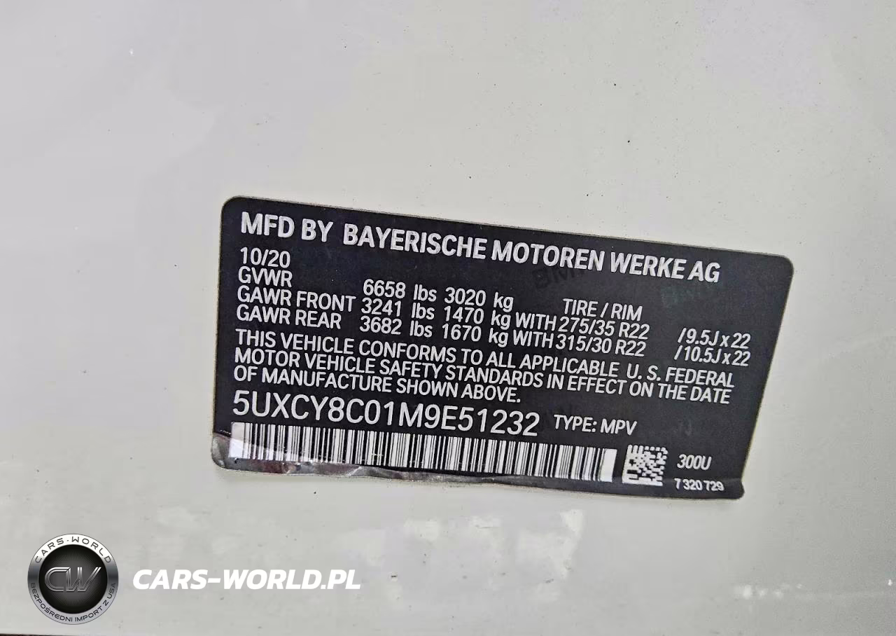 2021 BMW X6 M50I VIN:5UXCY8C01M9E51232 - 13