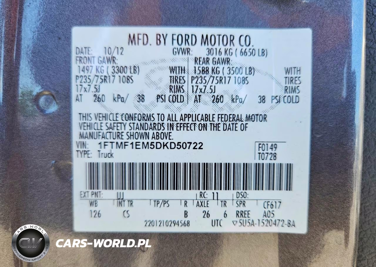 2013 Ford F150 VIN:1FTMF1EM5DKD50722 - 12