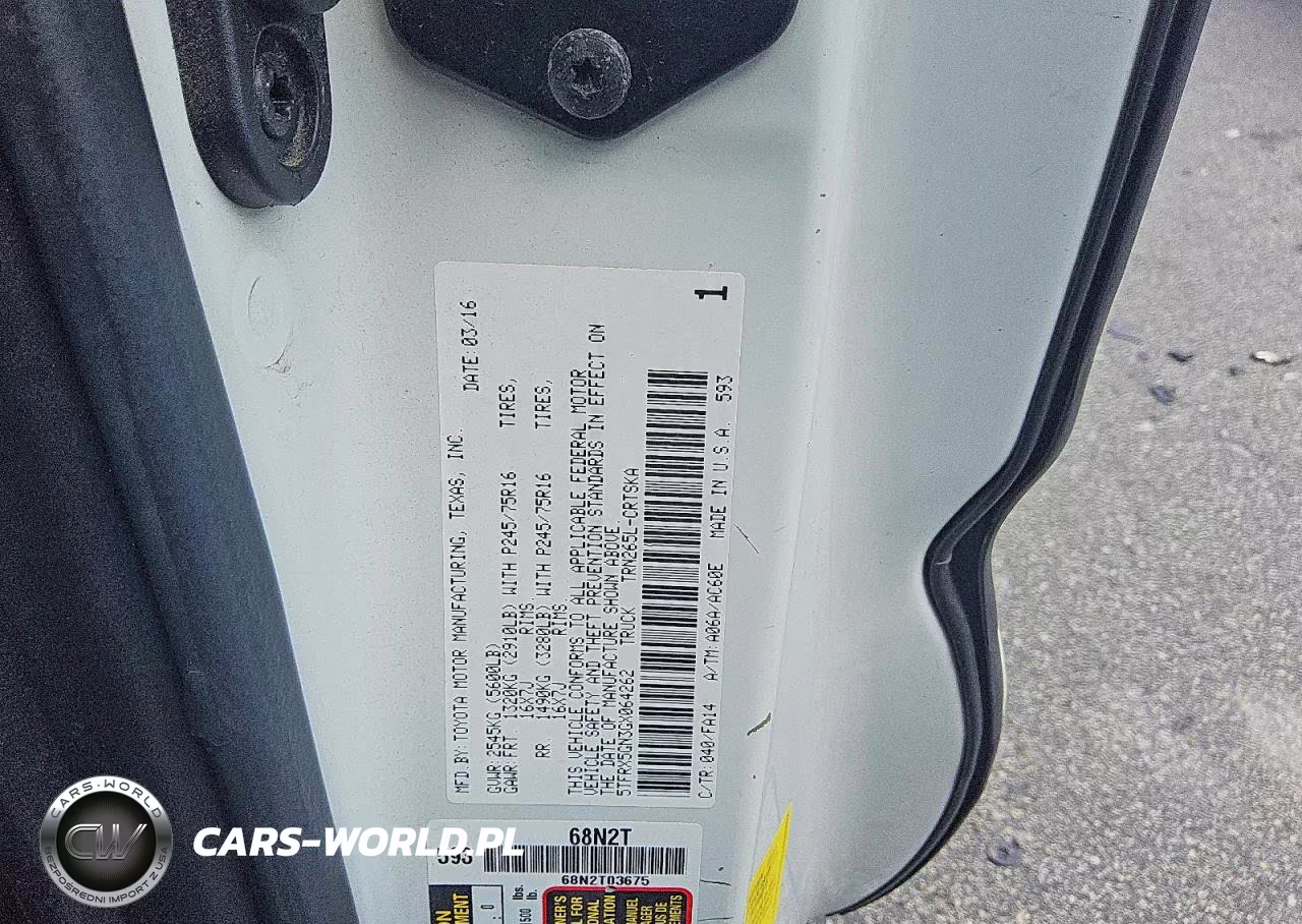 2016 Toyota Tacoma Sr VIN:5TFRX5GN3GX064262 - 12