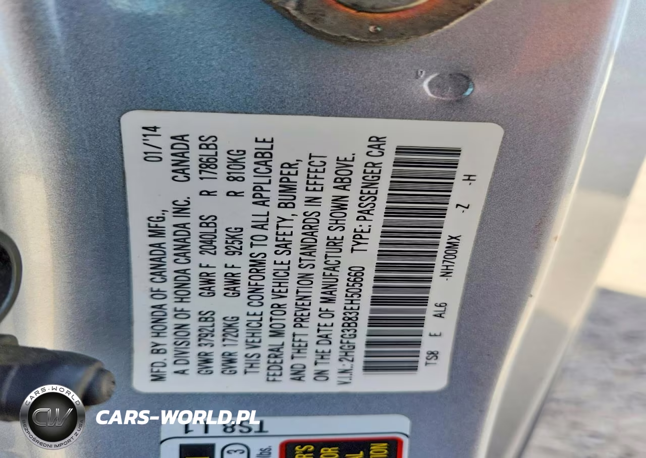 2014 Honda Civic Ex VIN:2HGFG3B83EH505660 - 12