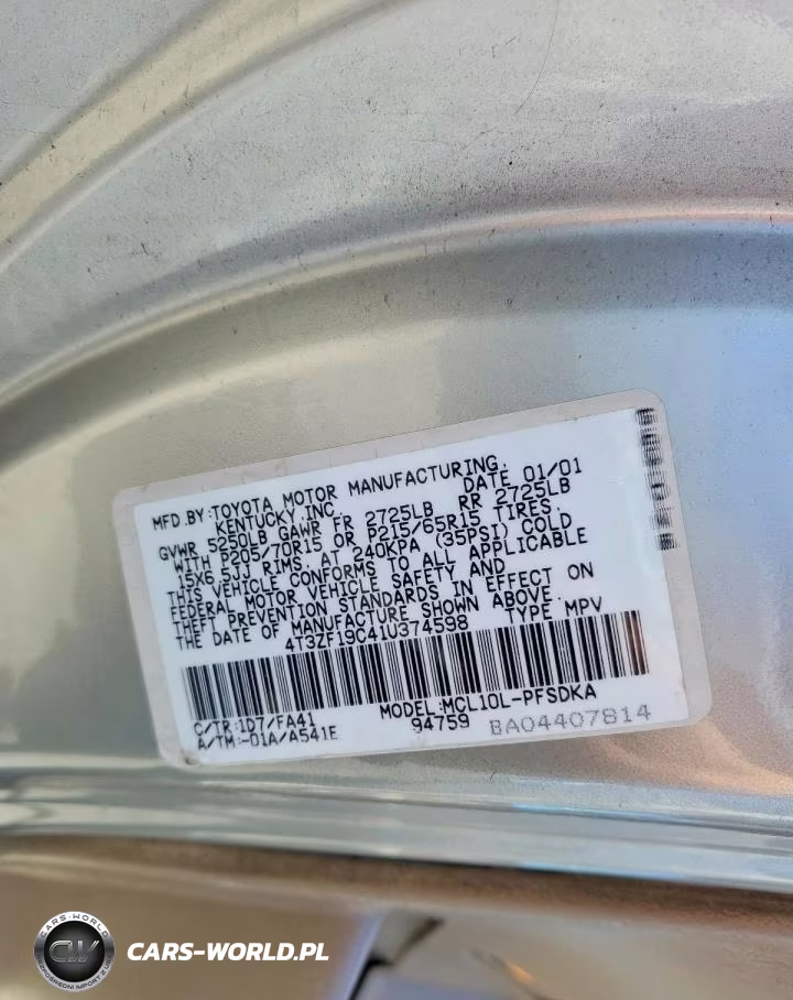 2001 Toyota Sienna Ce VIN:4T3ZF19C41U374598 - 13