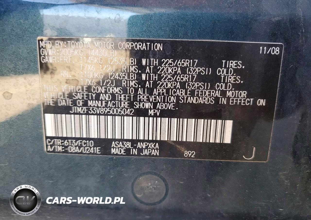 2009 Toyota Rav4 Base VIN:JTMZF33V895005042 - 12