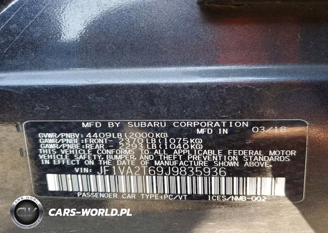 2018 Subaru Wrx Sti Limited VIN:JF1VA2T69J9835936 - 12