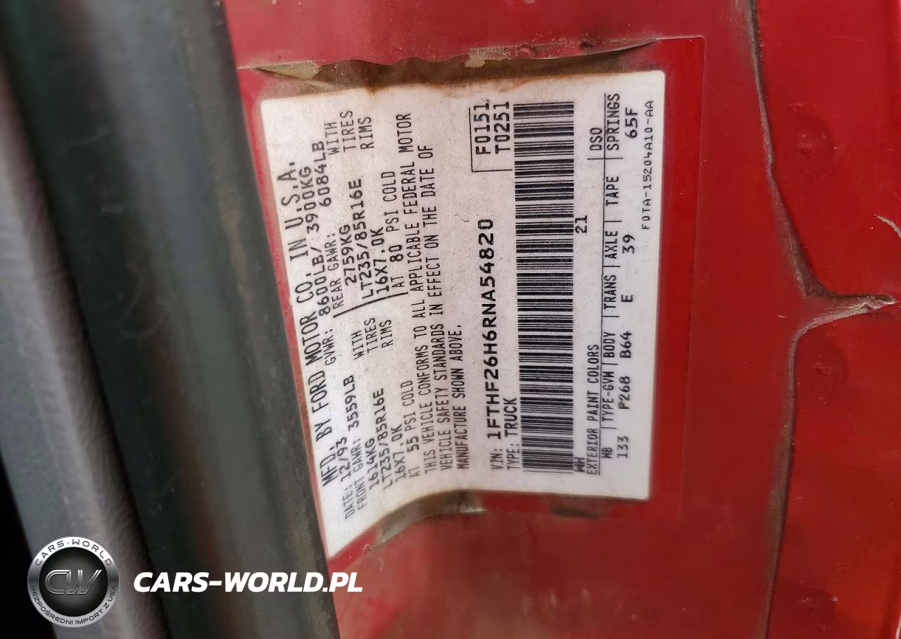 1994 Ford F250 VIN:1FTHF26H6RNA54820 - 12