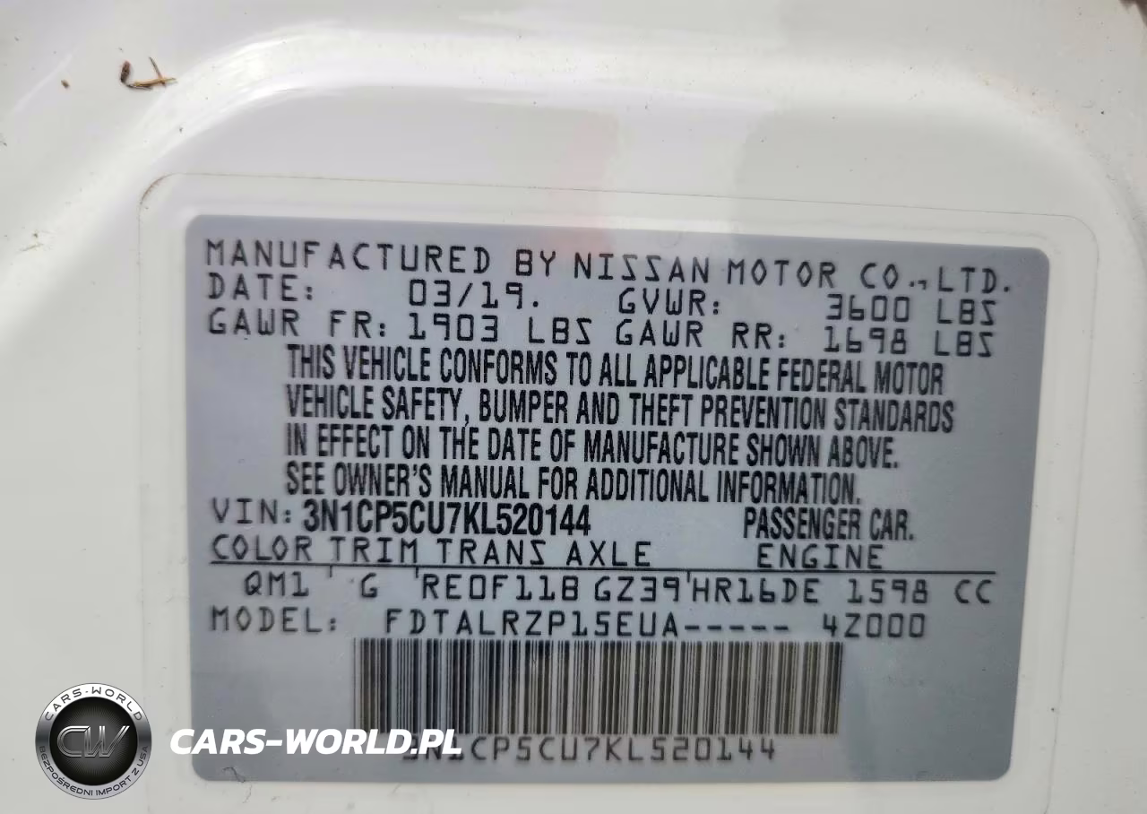 2019 Nissan Kicks S VIN:3N1CP5CU7KL520144 - 14