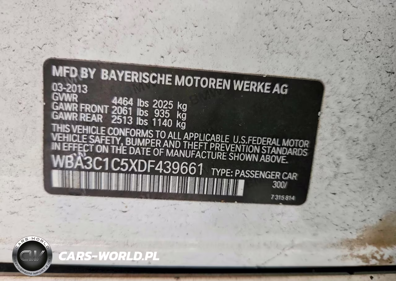 2013 BMW 328 I Sulev VIN:WBA3C1C5XDF439661 - 12