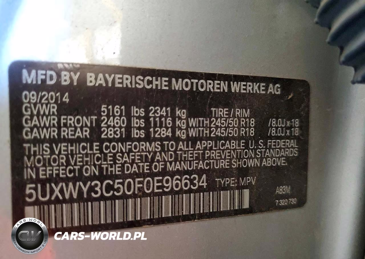 2015 BMW X3 xDrive28D VIN:5UXWY3C50F0E96634 - 12