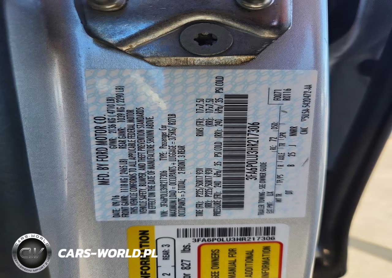 2017 Ford Fusion Se Hybrid VIN:3FA6P0LU3HR217306 - 12