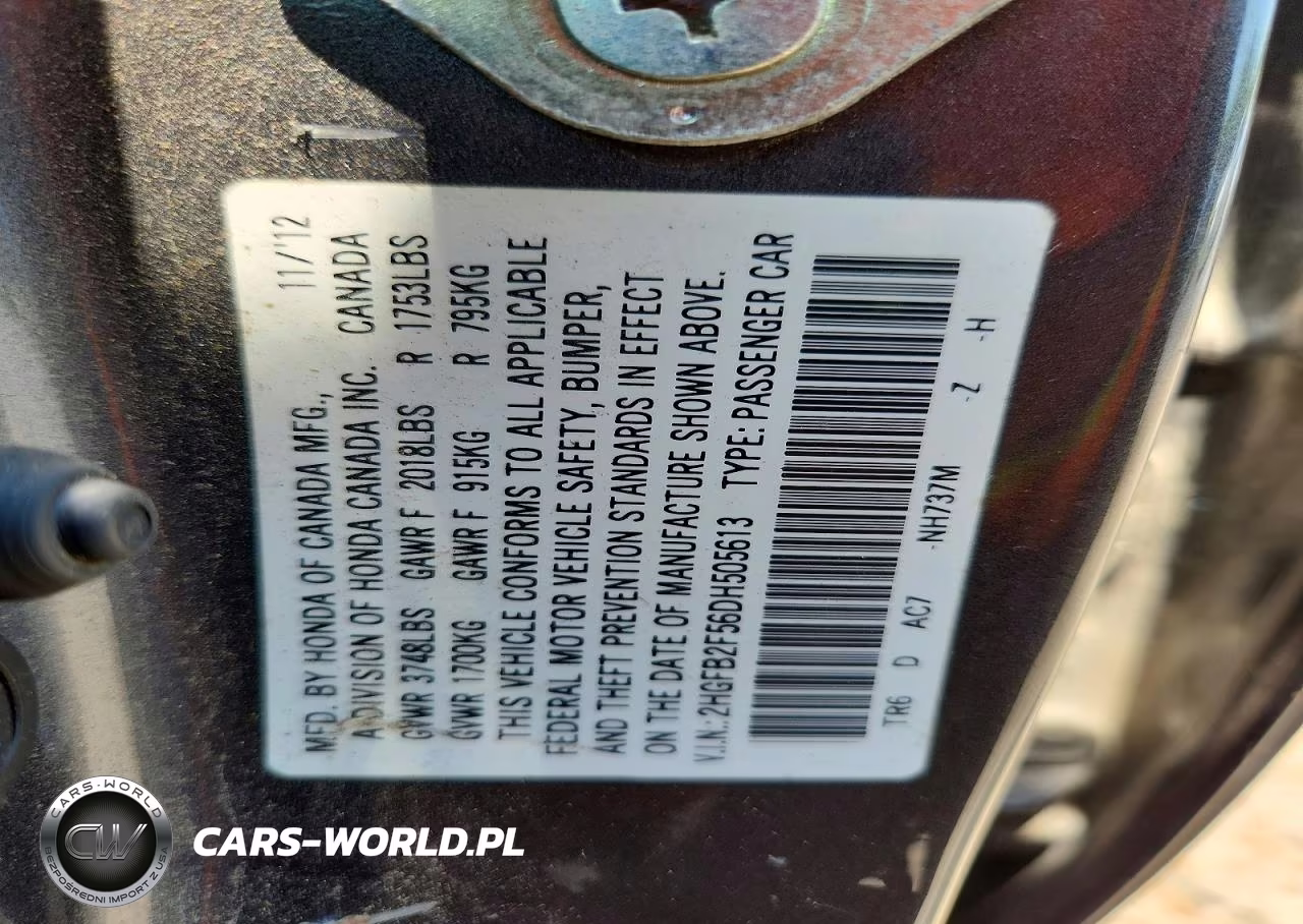 2013 Honda Civic Lx VIN:2HGFB2F56DH505613 - 12