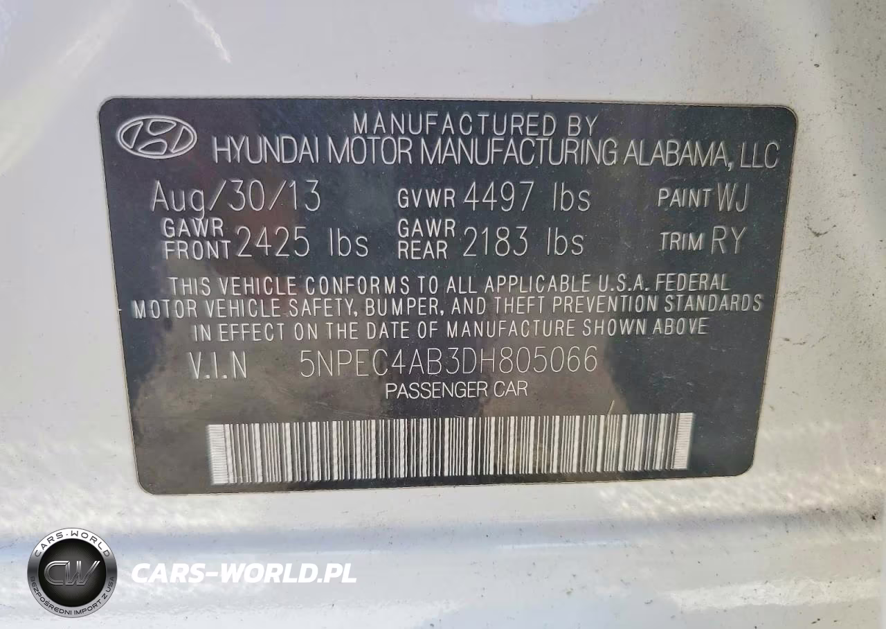 2013 Hyundai Sonata Se 2.0T VIN:5NPEC4AB3DH805066 - 12