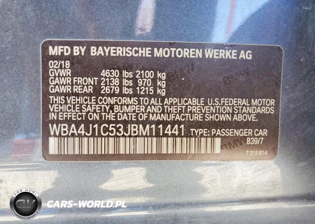 2018 BMW 430I Gran Coupe VIN:WBA4J1C53JBM11441 - 12