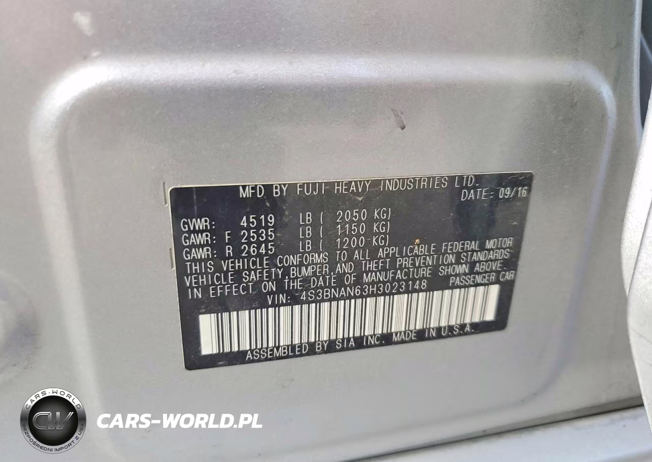 2017 Subaru Legacy 2.5I Limited VIN:4S3BNAN63H3023148 - 12