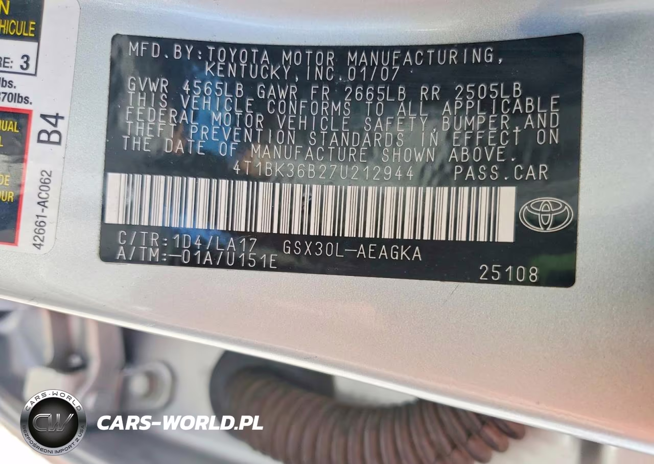 2007 Toyota Avalon Xls VIN:4T1BK36B27U212944 - 12
