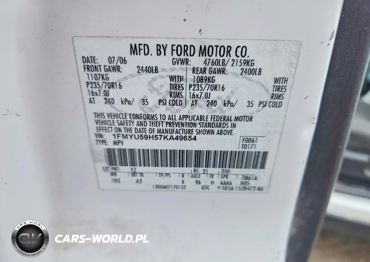 2007 Ford Escape Hev VIN:1FMYU59H57KA49654 - 13