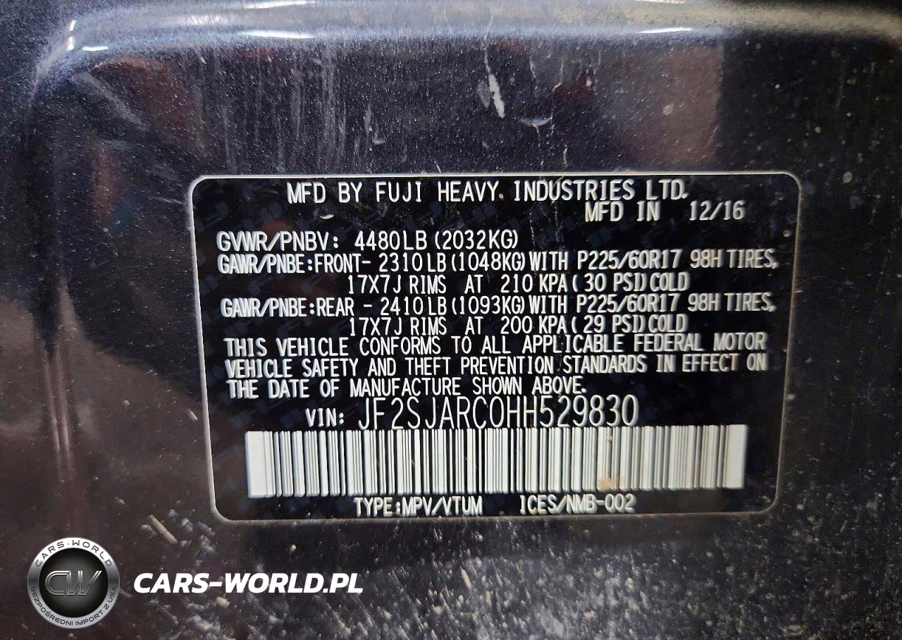 2017 Subaru Forester 2.5I Limited VIN:JF2SJARC0HH529830 - 13