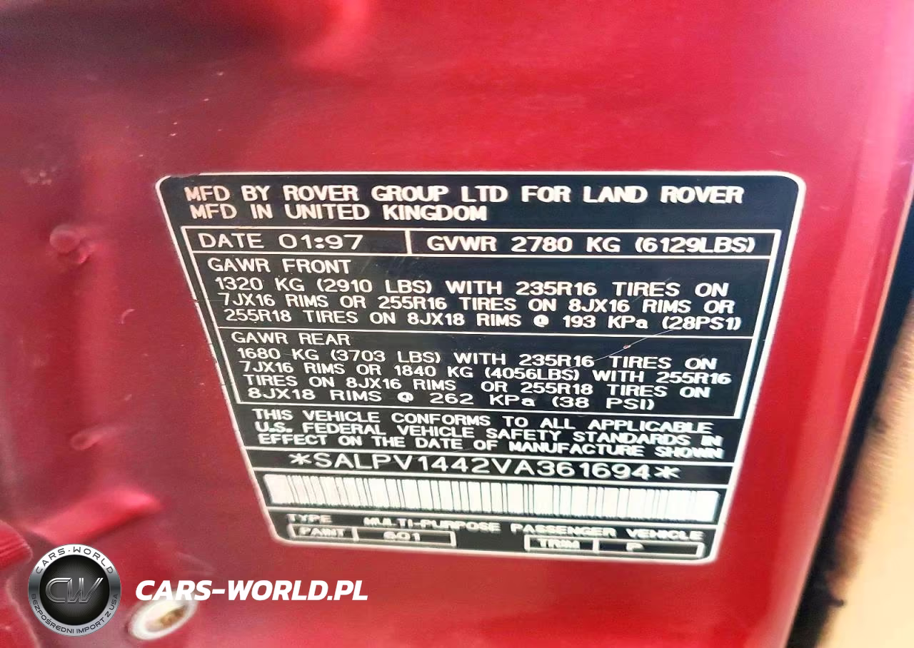 1997 Land Rover Range Rover 4.6 Hse Long Wheelbase VIN:SALPV1442VA361694 - 13