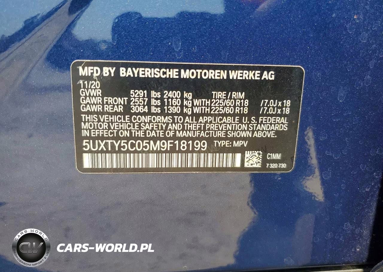 2021 BMW X3 xDrive30I VIN:5UXTY5C05M9F18199 - 14