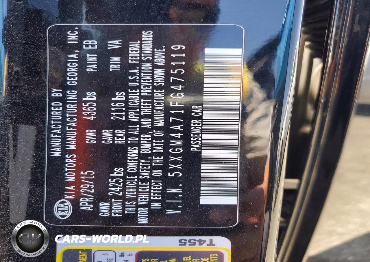 2015 Kia Optima Lx VIN:5XXGM4A71FG475119 - 12