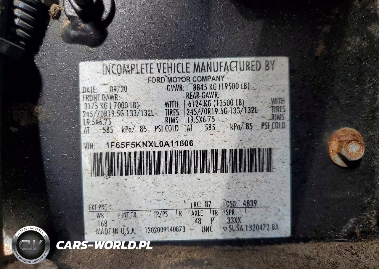 2020 Ford F59 Delivery Truck VIN:1F65F5KNXL0A11606 - 13