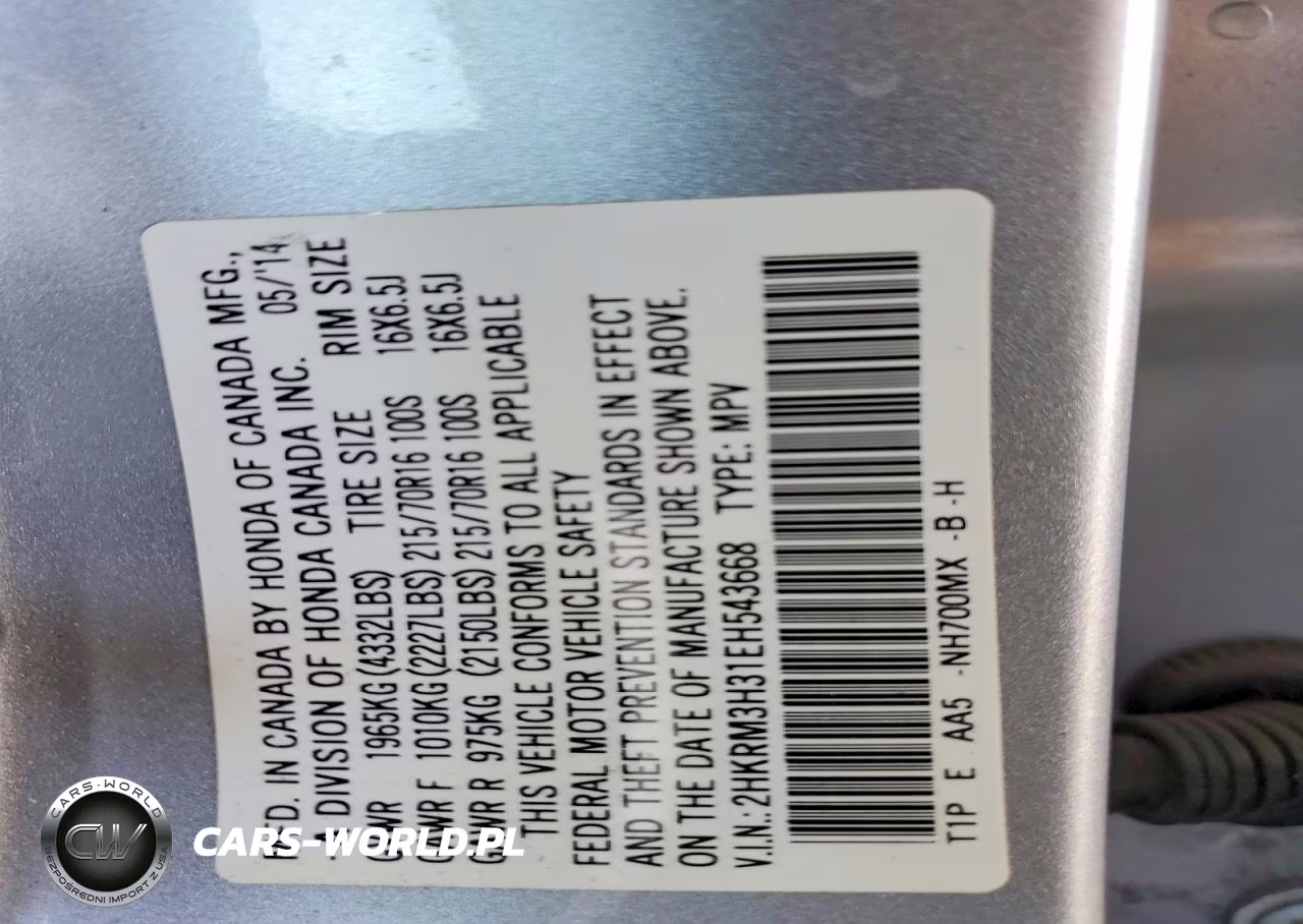 2014 Honda Cr-V Lx VIN:2HKRM3H31EH543668 - 12