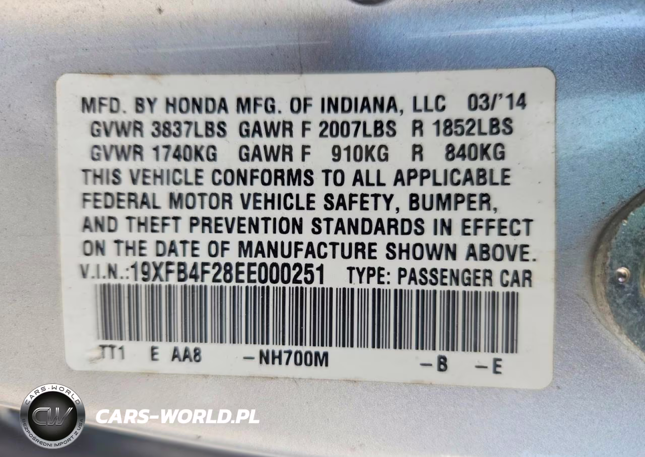 2014 Honda Civic Hybrid VIN:19XFB4F28EE000251 - 12