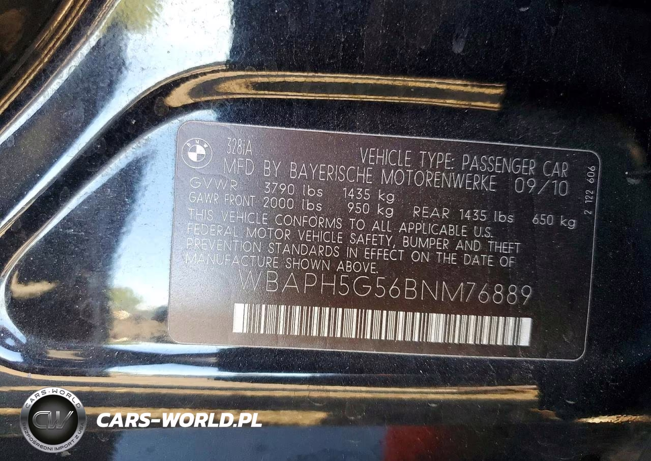 2011 BMW 328 I Sulev VIN:WBAPH5G56BNM76889 - 12