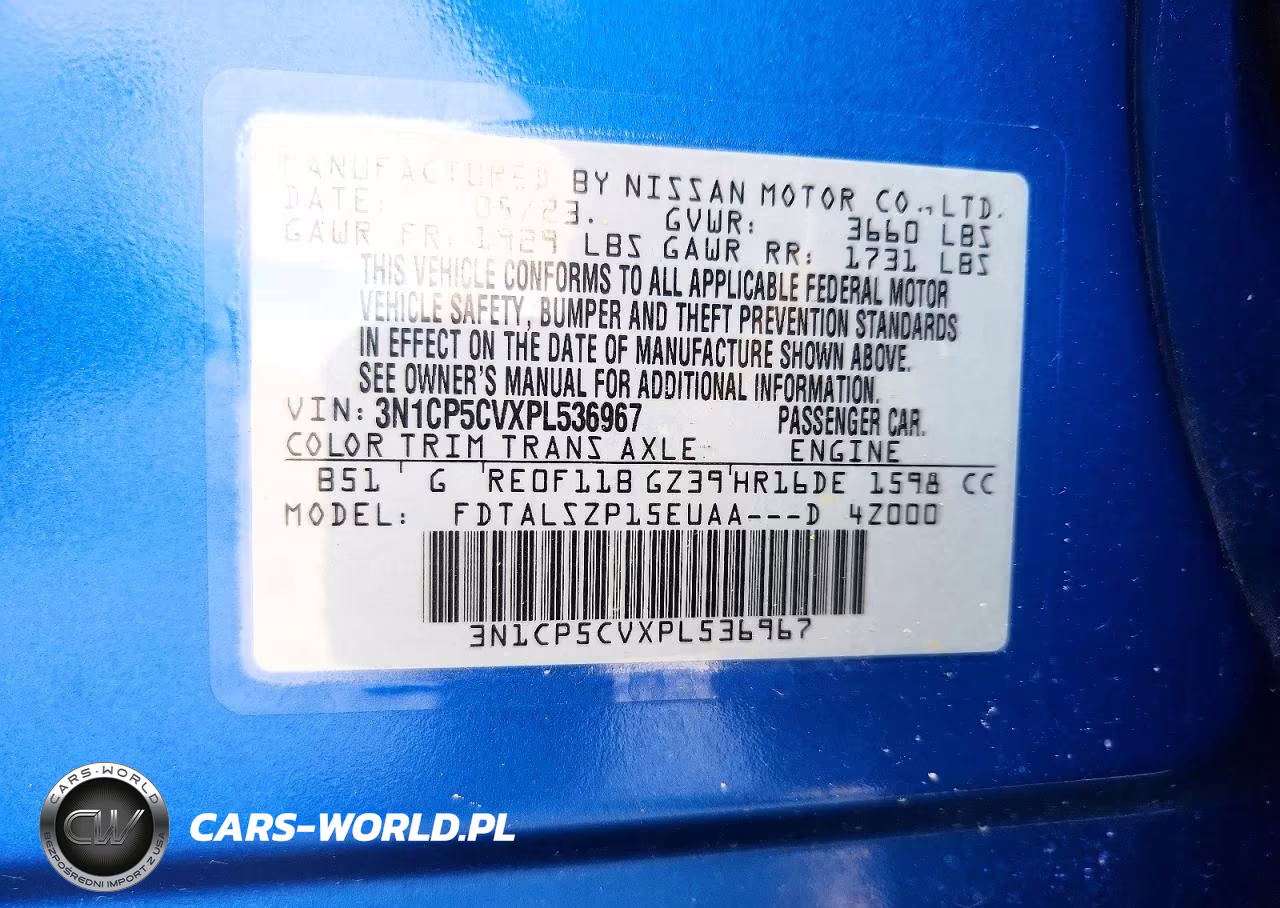 2023 Nissan Kicks Sv VIN:3N1CP5CVXPL536967 - 12