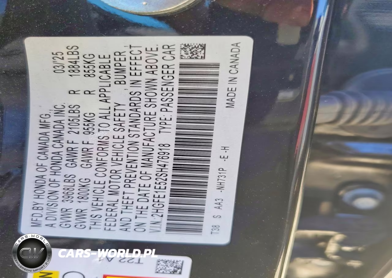 2025 Honda Civic Si VIN:2HGFE1E52SH476918 - 12