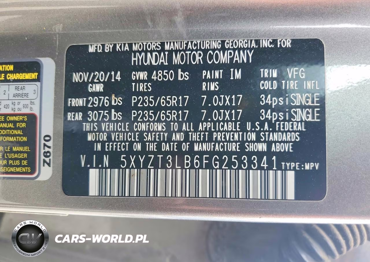 2015 Hyundai Santa Fe Sport 2.4L VIN:5XYZT3LB6FG253341 - 13