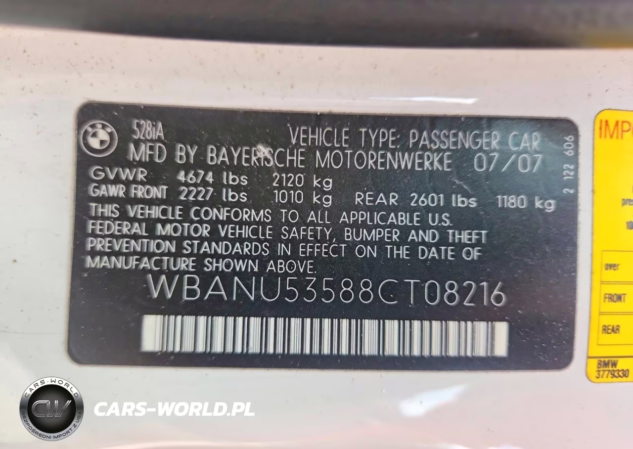 2008 BMW 528 I VIN:WBANU53588CT08216 - 12