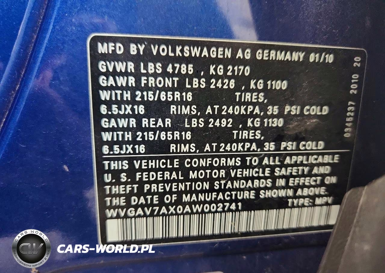 2010 Volkswagen Tiguan S VIN:WVGAV7AX0AW002741 - 12