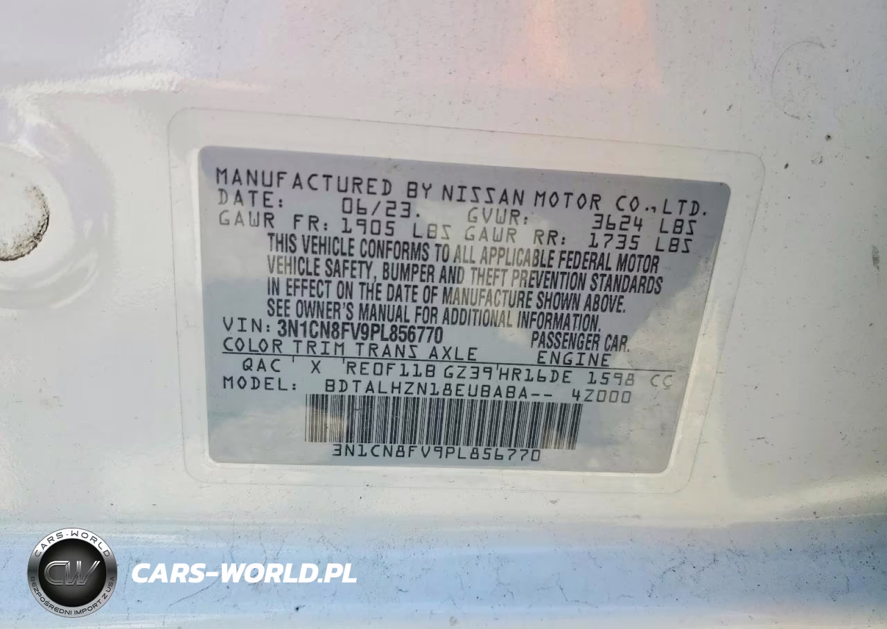 2023 Nissan Versa Sr VIN:3N1CN8FV9PL856770 - 13
