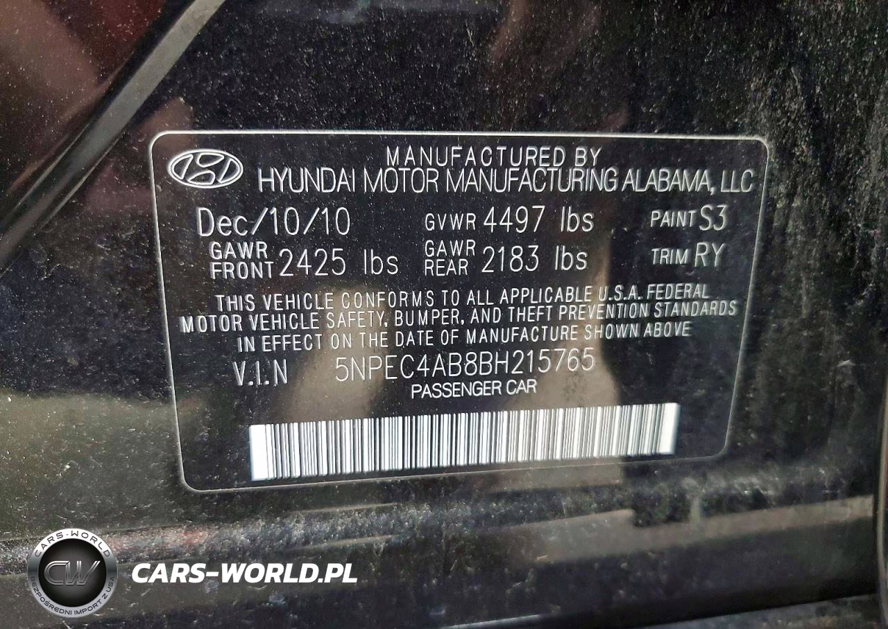 2011 Hyundai Sonata Limited 2.0T VIN:5NPEC4AB8BH215765 - 12