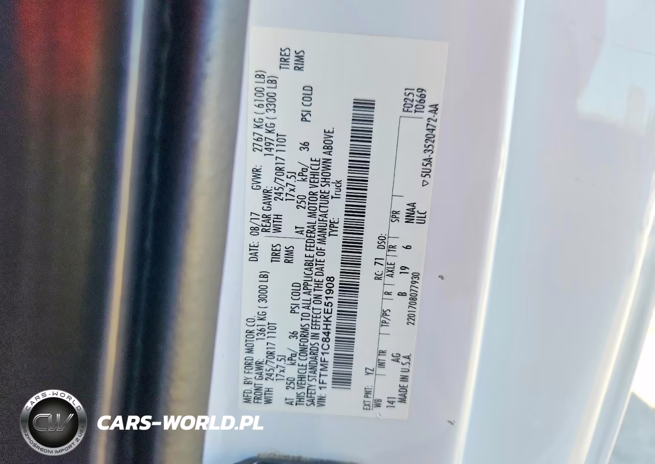 2017 Ford F150 VIN:1FTMF1C84HKE51908 - 12