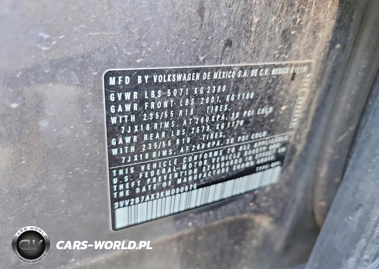 2019 Volkswagen Tiguan Se VIN:3VV2B7AX3KM090575 - 12