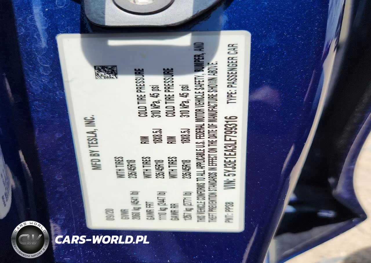 2020 Tesla Model 3 VIN:5YJ3E1EA3LF799316 - 13