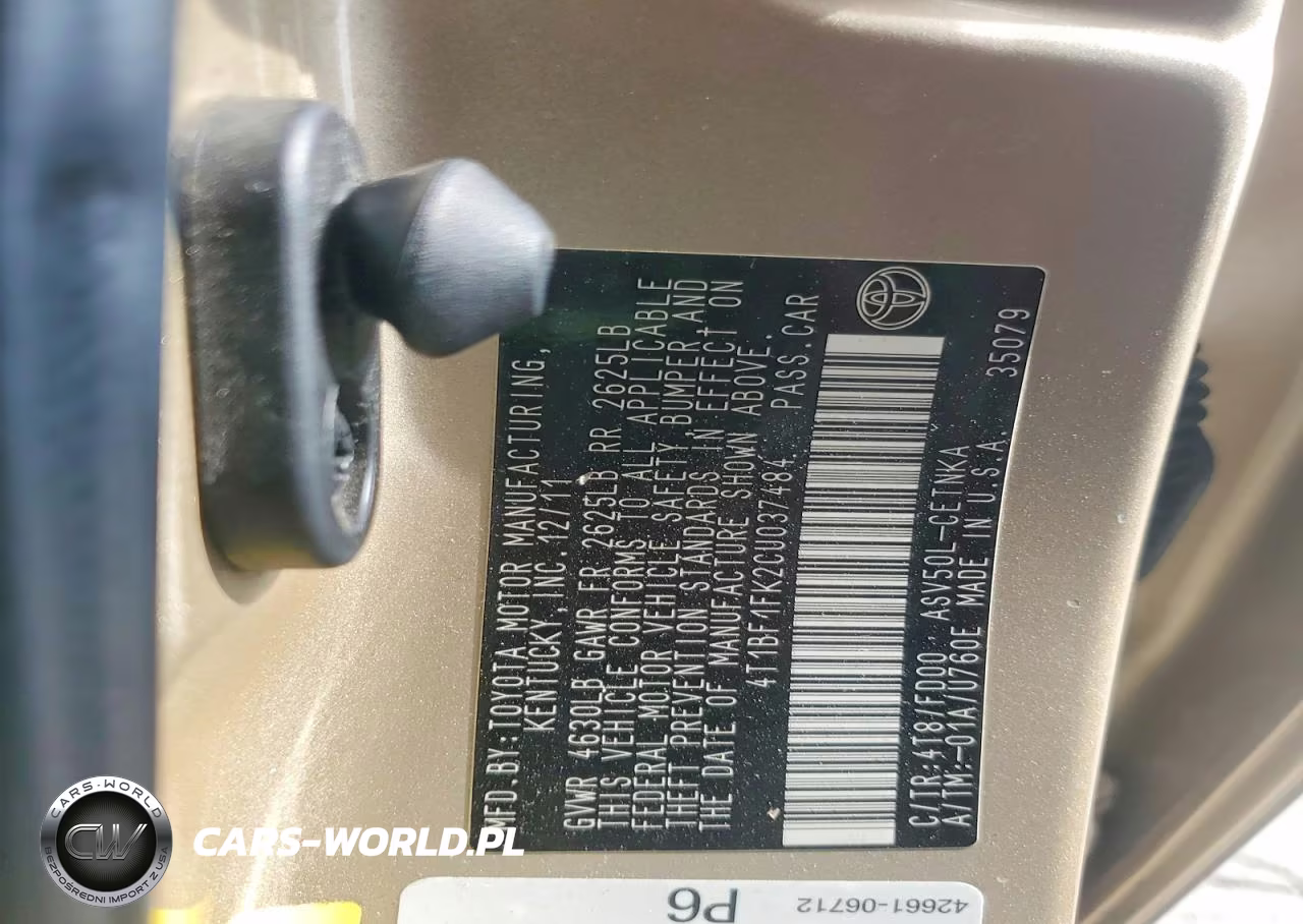 2012 Toyota Camry Le VIN:4T1BF1FK2CU037484 - 12