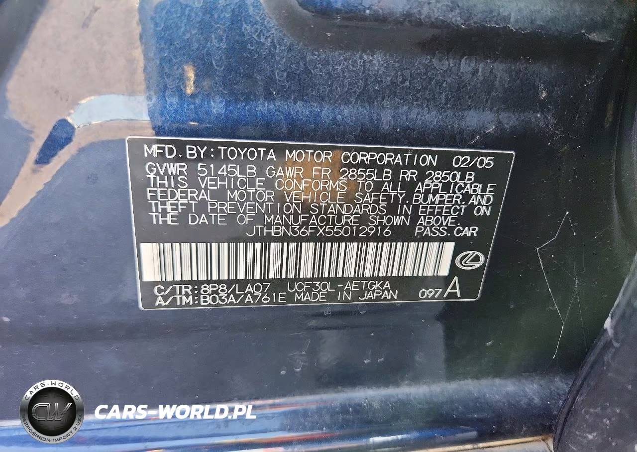 2005 Lexus Ls 430 VIN:JTHBN36FX55012916 - 12