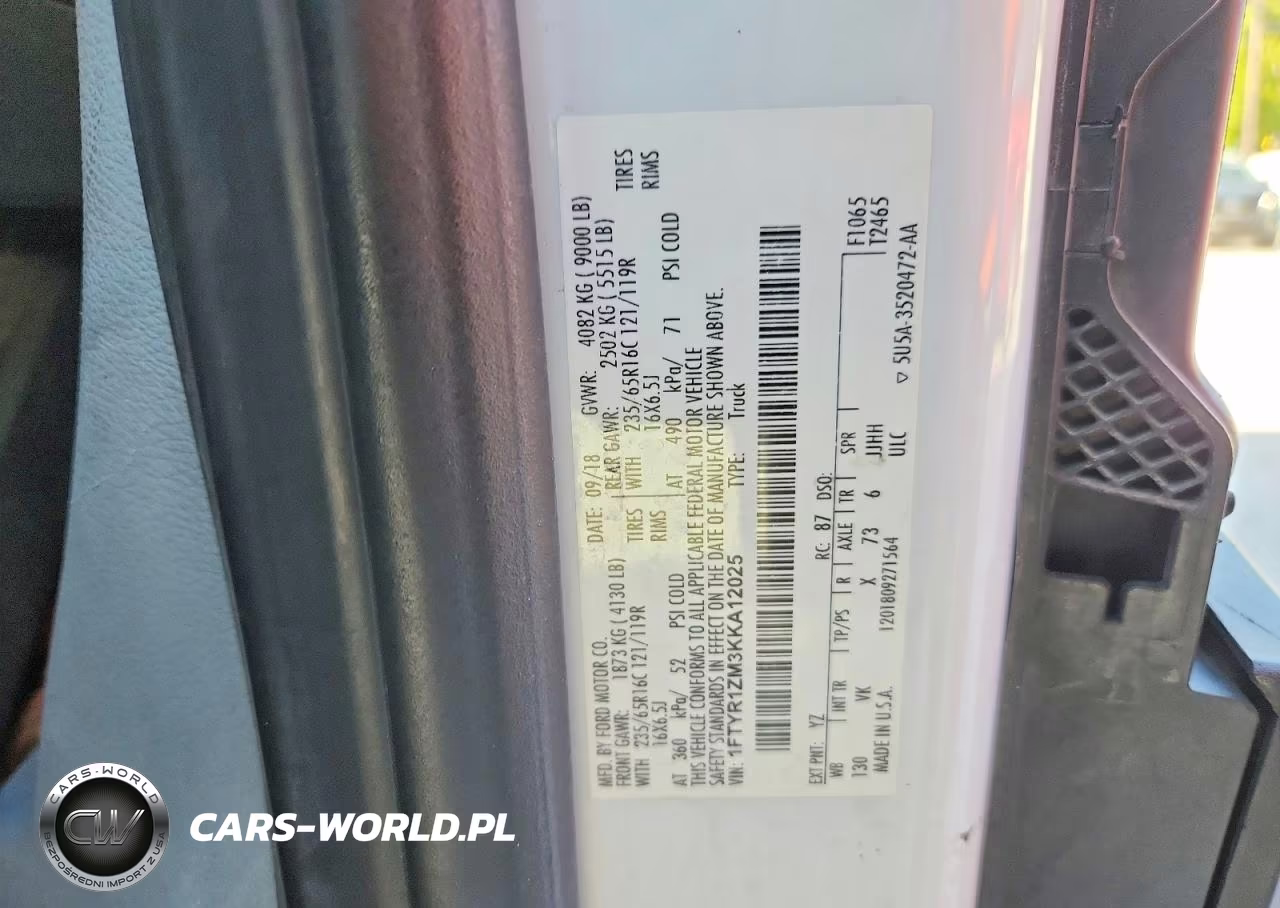 2019 Ford Transit T-250 VIN:1FTYR1ZM3KKA12025 - 14