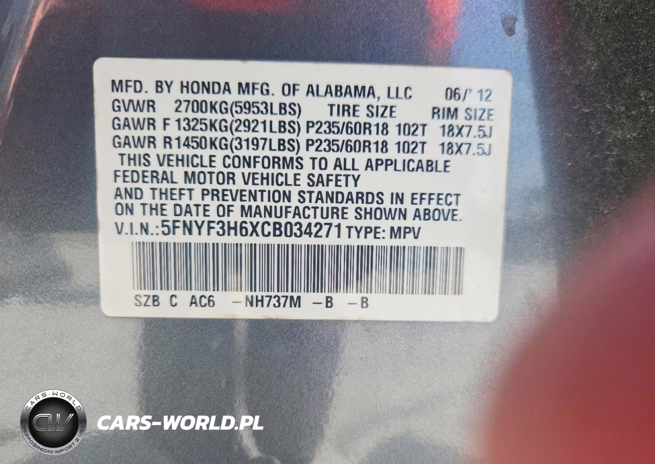 2012 Honda Pilot Exl VIN:5FNYF3H6XCB034271 - 13