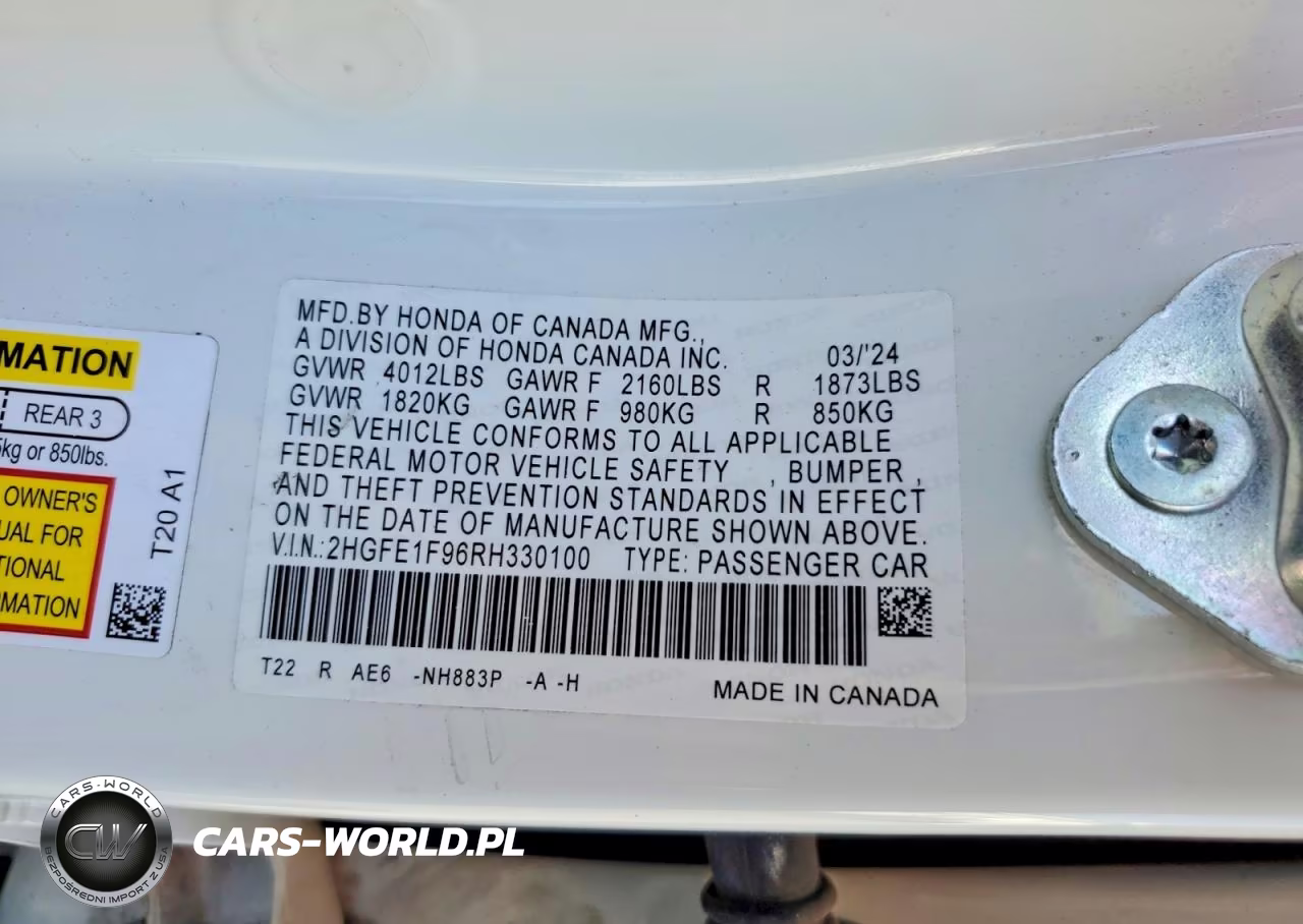 2024 Honda Civic Touring VIN:2HGFE1F96RH330100 - 12