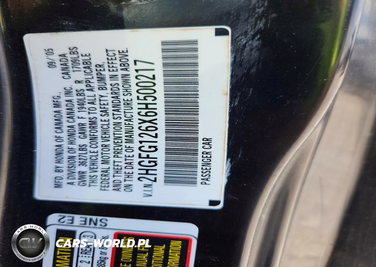2006 Honda Civic Lx VIN:2HGFG126X6H500217 - 13