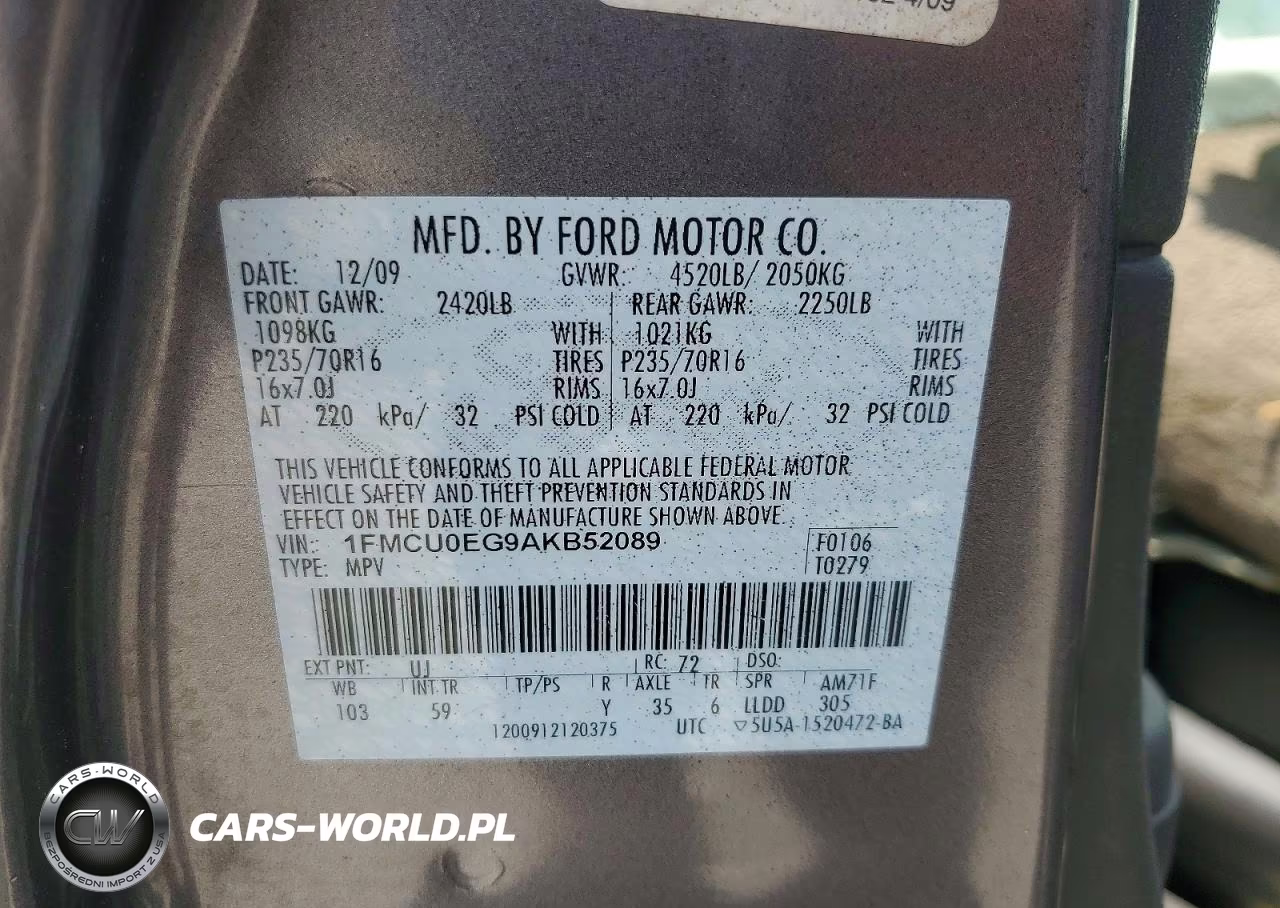 2010 Ford Escape Limited VIN:1FMCU0EG9AKB52089 - 12