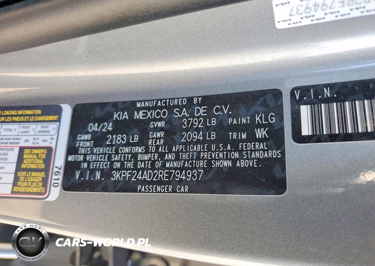 2024 Kia Forte Lxs VIN:3KPF24AD2RE794937 - 13